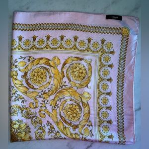 Versace Pink Baroque 35” Silk Scarf
